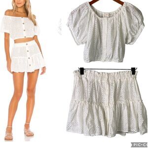 Eberjey New! Portola Set Harper Crop Top + Nellie Mini Skirt Cover-Up Eyelet